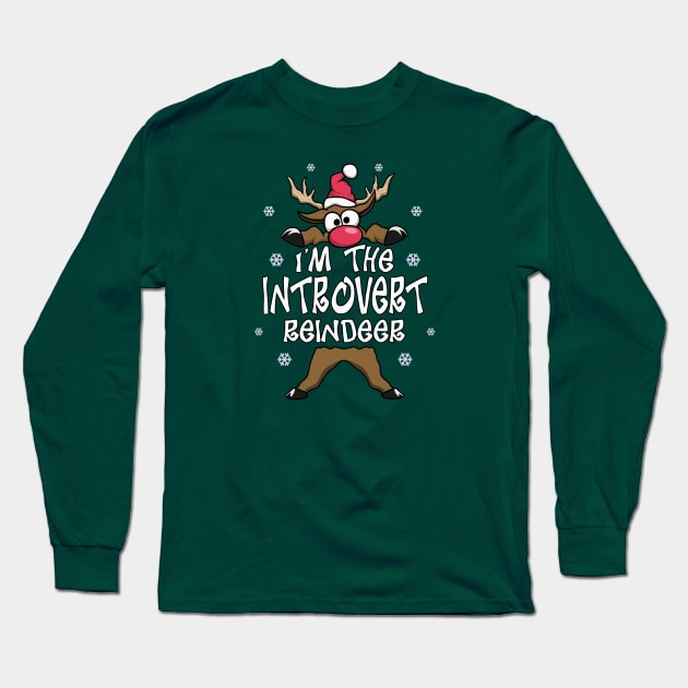 I’m The Introvert Reindeer Family Matching Christmas Pajamas Long Sleeve T-Shirt by FrontalLobe